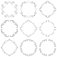 Wreaths floral frame vintage ornament hand drawn line