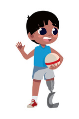 Fototapeta na wymiar boy disability with ball