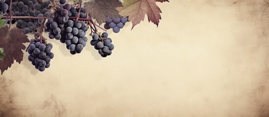 Vintage paper backdrop with dark grapes