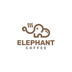 Modern Logo Design of Elephant and Coffee Cup