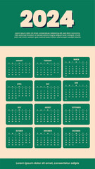 Calendar design template 2024 Modern 