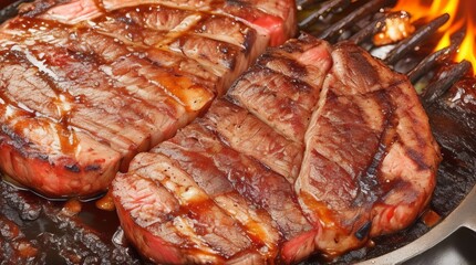 Obraz na płótnie Canvas Grilled meat on the grill