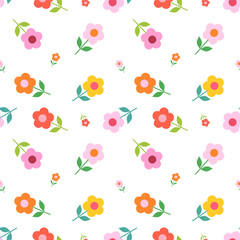 Seamless pattern with hand drawn flowers. Background for textile, wrapping paper, fashion, illustration.