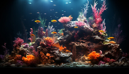 Fototapeta na wymiar Underwater fish reef, nature multi colored beauty in tropical climate generated by AI