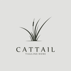 Cattail Grass Logo Template Vector Illustration