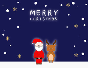 サンタクロースとトナカイのクリスマスカード　3