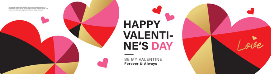 Valentine's Day banner, poster, greeting card, cover, label, sale promotion templates in modern trendy flat style.