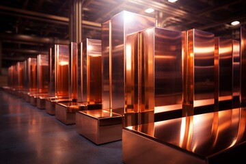 Golden steel pillars in the building, supporting architectural decorations, are beautiful and elegant.  Shiny, abstract background