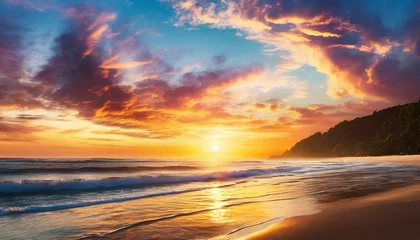 Cercles muraux Coucher de soleil sur la plage a beach at sunset