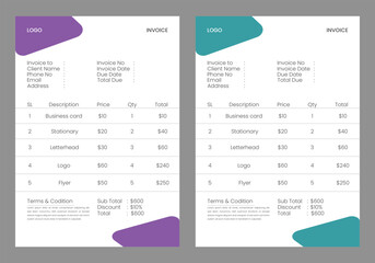  Business invoice template design.