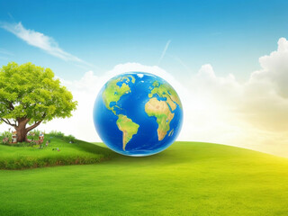 New Remove BG Save Share Sample New World environment day, ecology and ozone layer protection concept with