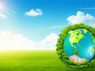 New Remove BG Save Share Sample New World environment day, ecology and ozone layer protection concept with