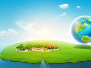 Obraz premium New Remove BG Save Share Sample New World environment day, ecology and ozone layer protection concept with