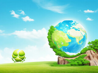 New Remove BG Save Share Sample New World environment day, ecology and ozone layer protection concept with