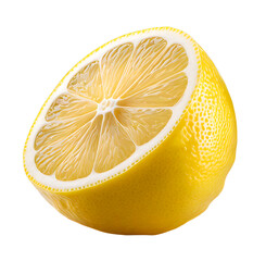  Whole fruit and a half of lemons on white background. ripe lemon fruit, half and slice lemon...