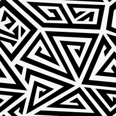 Black and White triangle spirals. Seamless pattern