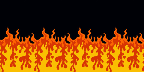 Abstract flame border. Seamless pattern