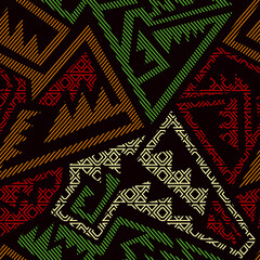Fabric tribal geometric. Seamless pattern