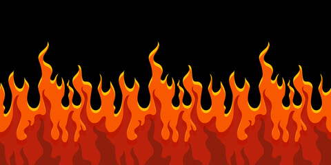 Abstract fire border. Seamless pattern