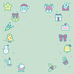 クリスマス　フレーム　背景　アイコン　ピクトグラム　ファンシー　かわいい　コピースペース　イラスト
