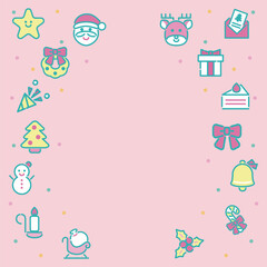 クリスマス　フレーム　背景　アイコン　ピクトグラム　ファンシー　かわいい　コピースペース　イラスト