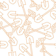Shovel line art seamless pattern. Suitable for backgrounds, wallpapers, fabrics, textiles, wrapping papers, printed materials, and many more.