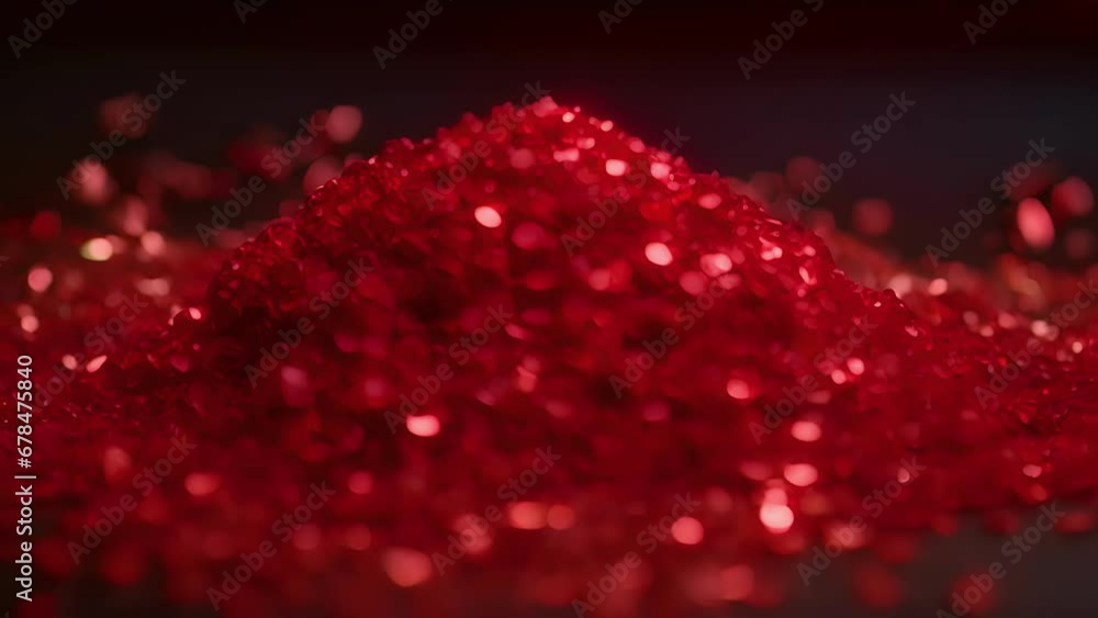 Poster a of ruby particles, tiny specks of deep red suspended in air, almost like a dusting of sparkles. de
