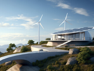 Fototapeta premium Eco-Energy 3D Model Innovating Sustainability Building