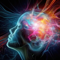 creative illustration on the theme kiss your brain with a creative image of mindfulness and intellectual affection of human beings, science concept generative ai