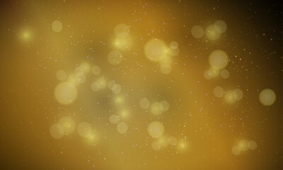 Vector blurred bokeh light on dark yellow background. abstract glitter defocused blinking stars and sparks