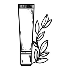 face cream with leaf hand drawn