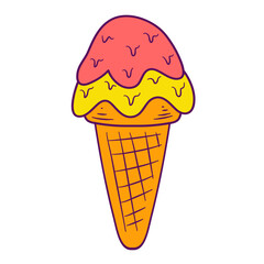handdrawn textured cute ice cream