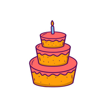 handdrawn cute birthday cake