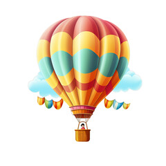 Hot Air Balloon isolated on transparent background, Generative ai