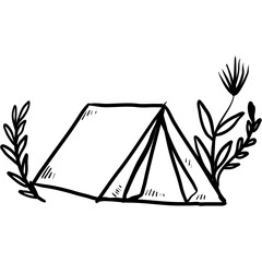 tent logo with leaf
