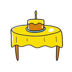 handdrawn birthday cake on the table