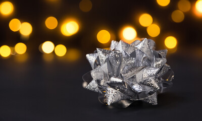 Christmas decoration with lights on background