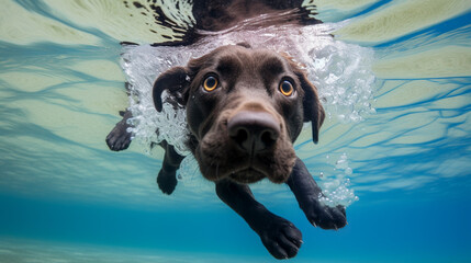 Dog diving 