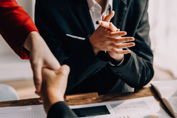Businesswoman handshake and business people. Successful business handshake concept.