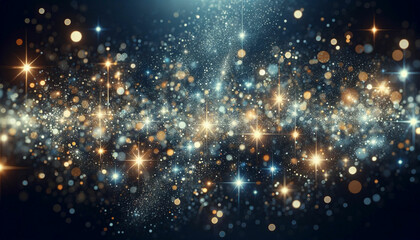 abstract background with golden bokeh lights and stars