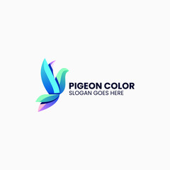 Fototapeta na wymiar Vector Logo Illustration Pigeon Gradient Colorful Style