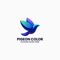Vector Logo Illustration Pigeon Gradient Colorful Style