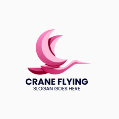 Vector Logo Illustration Crane Gradient Colorful Style