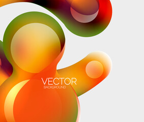 Beautiful flowing round shapes and circles abstract background. Liquid color bubble composition
