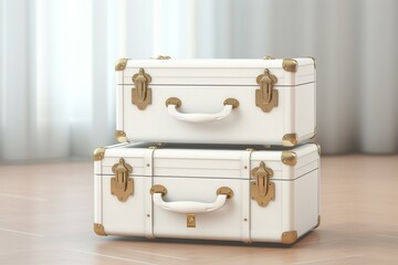 3D-rendered mockup of two white suitcases. Generative AI
