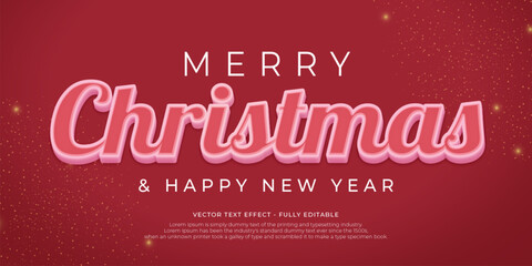 Vector christmas 3d text effect with pink theme on the letters