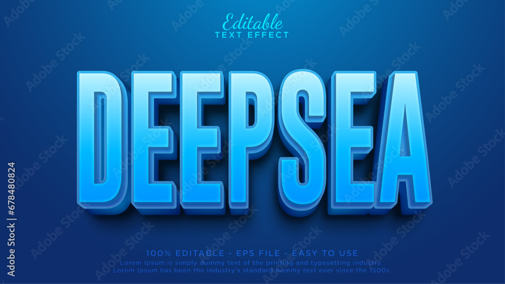 Poster deep ocean text effect. editable text effect with underwater concept