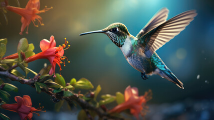 Obraz premium hummingbird feeding on a flower