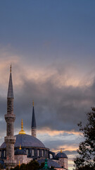 Islamic background image featuring a mosque, perfect for Ramadan, Kandil, Laylat al-Qadr, or Kadir Gecesi themes.Istanbul's New Mosque.
