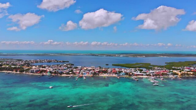 San Pedro front view Drone photo in Belize